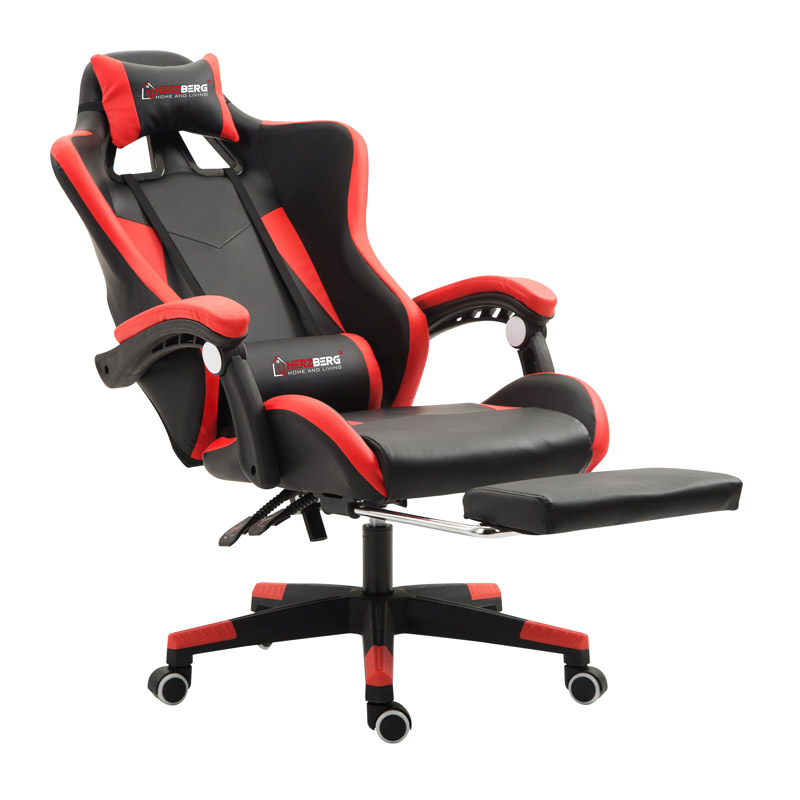 Καρέκλα Gaming με Υποπόδιο Χρώματος Κόκκινο Herzberg HG-8080RED