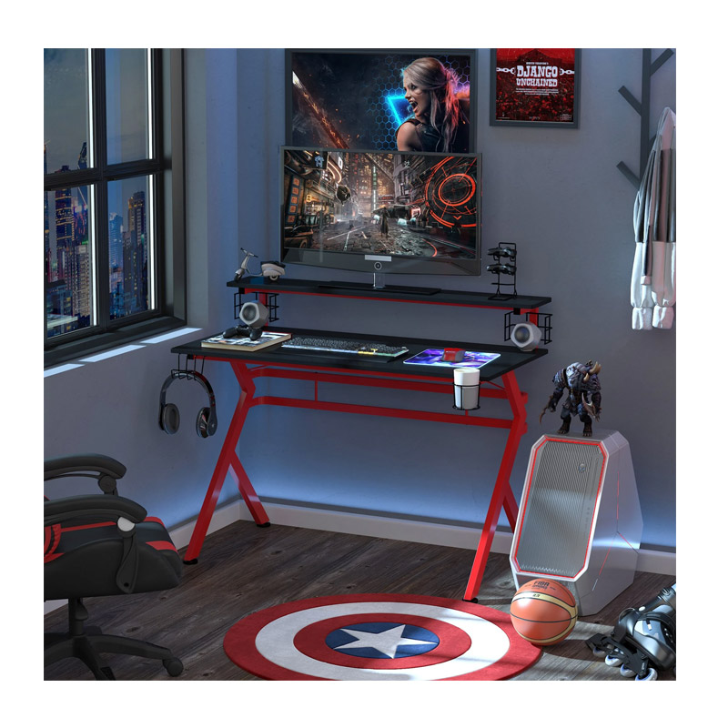 Μεταλλικό Γραφείο Gaming με Ξύλινη Επιφάνεια 120 x 60 x 96.5 cm HOMCOM 836-312