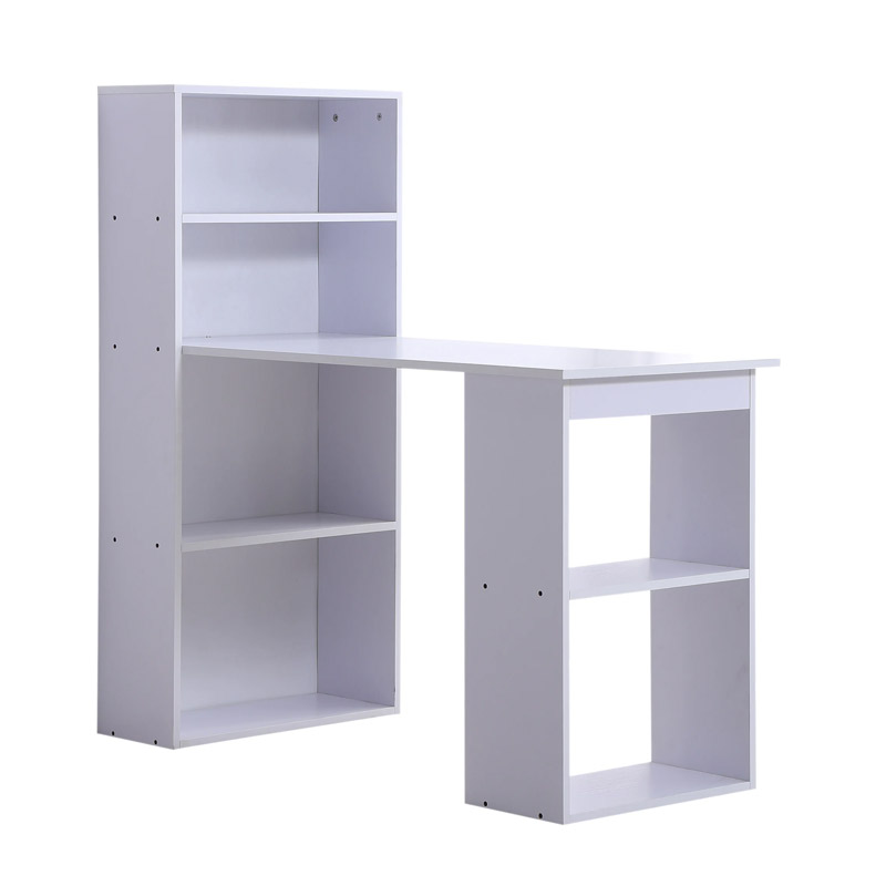 Ξύλινο Γραφείο με Βιβλιοθήκη 120 x 55 x 120 cm Χρώματος Λευκό HOMCOM 836-069WT