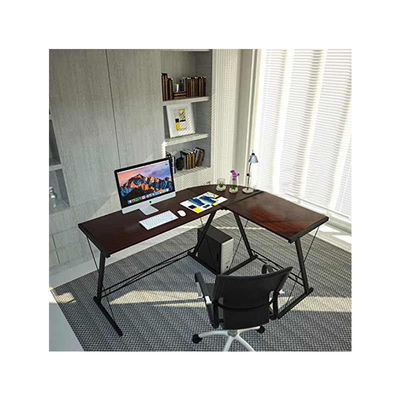 Μεταλλικό Γωνιακό Γραφείο με Θέση για Υπολογιστή 93.3 x 76 x 73 cm Χρώματος Μαύρο Hoppline HOP1000878-3