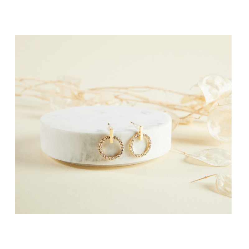 Σκουλαρίκια Alevine Jewellery Eloise με Κρύσταλλα Ζιργκόν Χρώματος Χρυσό 8720195389965