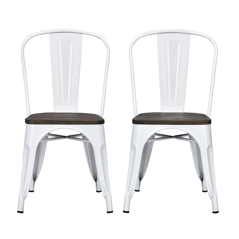 Σετ Μεταλλικές Καρέκλες με Ξύλινο Κάθισμα 84 x 48 x 45 cm 2 τμχ Hoppline HOP1001226-2