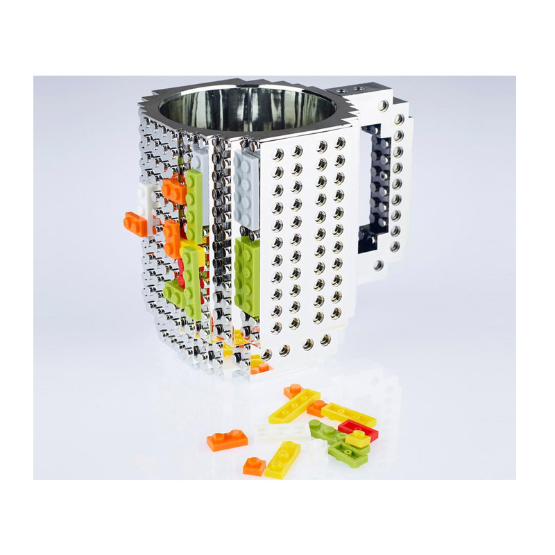 Κούπα Τύπου Lego Χρώματος Ασημί SPM BrickMug-Silver