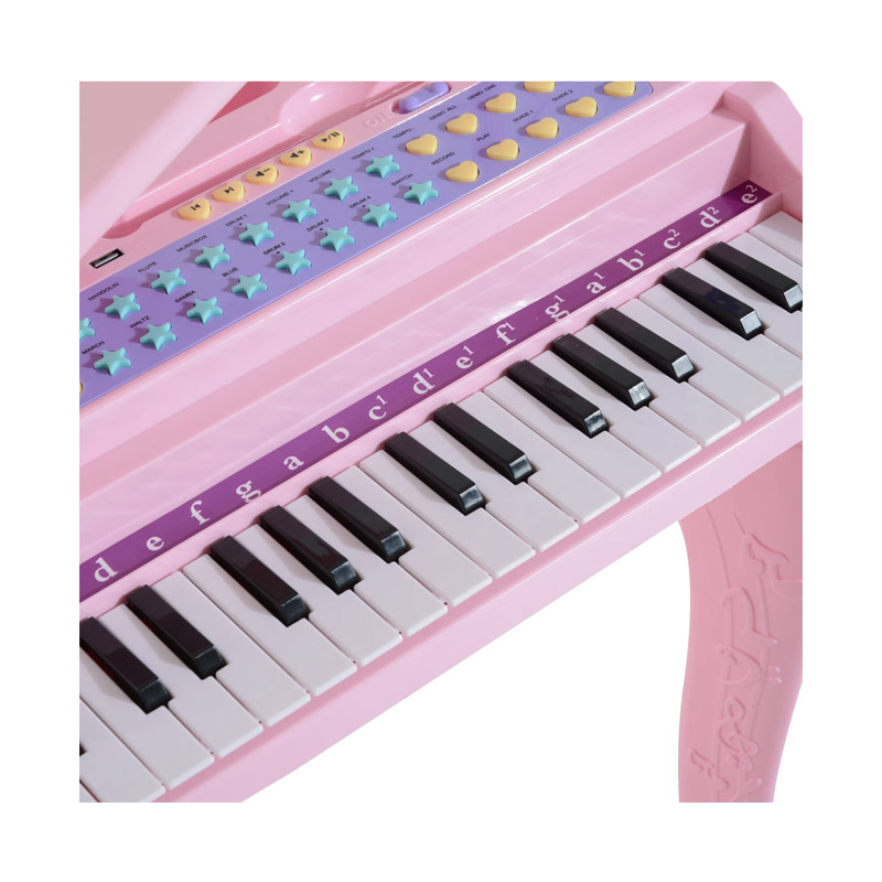 Παιδικό Ηλεκτρονικό Πιάνο με Κάθισμα και Μικρόφωνο Χρώματος Ροζ HOMCOM 390-003PK