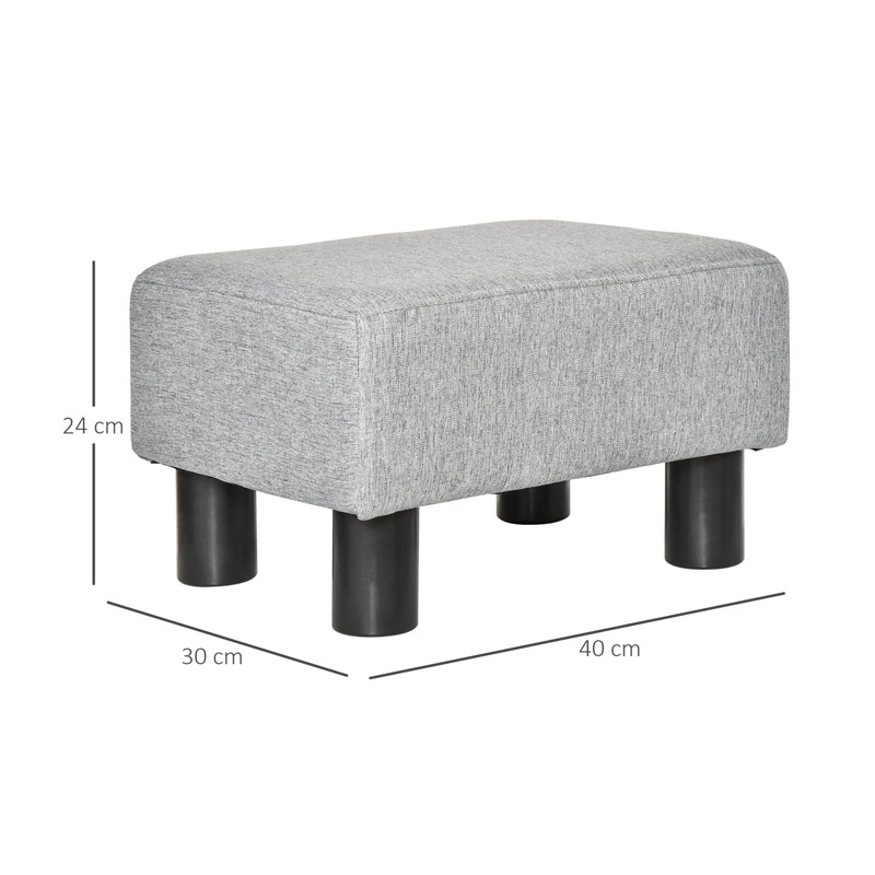 Ξύλινο Σκαμπό - Υποπόδιο με Υφασμάτινο Κάθισμα 40 x 30 x 24 cm Χρώματος Γκρι HOMCOM 833-666V70GY