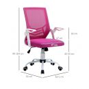 Καρέκλα Γραφείου 62.5 x 55 x 94 -104 cm Χρώματος Ροζ Vinsetto 921-547PK