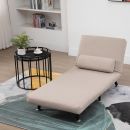 Κρεβάτι Homcom μονό πολυθρόνα με στρώμα με επένδυση και μεταλλικό σκελετό σε μπεζ μαξιλάρι