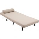 Κρεβάτι Homcom μονό πολυθρόνα με στρώμα με επένδυση και μεταλλικό σκελετό σε μπεζ μαξιλάρι