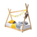 Παιδικό Ξύλινο Κρεβάτι Σκηνή Tipi 146 x 74.5 x 140 cm Χρώματος Καφέ Ανοιχτό Hoppline HOP1001084-1