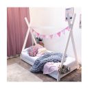 Παιδικό Ξύλινο Κρεβάτι Σκηνή Tipi 146 x 74.5 x 140 cm Χρώματος Λευκό Hoppline HOP1001084-2