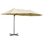 Outsunny διπλή ομπρέλα από ατσάλι και πολυεστέρα Anti-UV Αδιάβροχη κρέμα 440x270x250cm