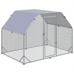 PawHut Chicken Run with Cover for 4-6 Chickens Steel, 280x190x195 cm