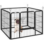 PawHut Folding Metal Dog Fence, για εσωτερική και εξωτερική χρήση με πόρτα και μανταλάκια, 82x82x60cm γκρι