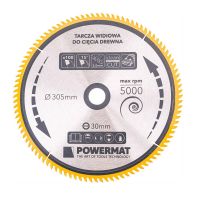 Δίσκος Κοπής Ξύλου 305 x 30 mm με 100 Δόντια για Κυκλικά Πριόνια Τραπεζιού POWERMAT TDD-305x30x100Z