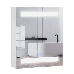 Καθρέπτης Μπάνιου με Ντουλάπι και LED Φωτισμό 60 x 50 x 15 cm HOMCOM 834-037WT