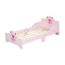 Ξύλινο Χαμηλό Μονό Παιδικό Κρεβάτι 143 x 73 x 60 cm για Στρώμα 140 x 70 cm Princess HOMCOM 311-014