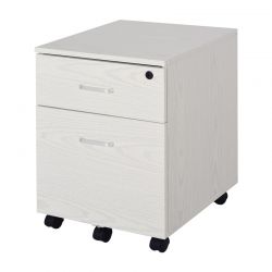 Τροχήλατη Ξύλινη Συρταριέρα Γραφείου με 2 Συρτάρια 40 x 44 x 54.6 cm Χρώματος Λευκό Vinsetto 924-023WT