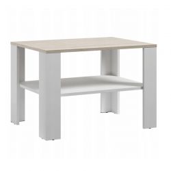 Ξύλινο Τραπέζι Σαλονιού 80 x 60 x 55 cm Χρώματος Καφέ Ανοιχτό - Λευκό SPM Lara JAN-LARAWOAK