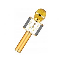 Ασύρματο Μικρόφωνο Καραόκε Bluetooth με Ενσωματωμένο Ηχείο Χρώματος Χρυσό SPM WS858-Gold