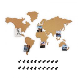 Αυτοκόλλητος Πίνακας Ανακοινώσεων από Φελλό σε Σχήμα Παγκόσμιος Χάρτης με Πινέζες Puzzle World Map 150 x 80 cm Bakaji 8054143000955