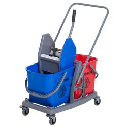 Επαγγελματικό καλάθι καθαρισμού Homcom με Wringer και 2 κουβάδες, μπλε και κόκκινο