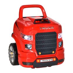 HOMCOM Workshop Toy Truck με μοτέρ και 61 αξεσουάρ για παιδιά 3-5 ετών, ρόδες και λαβή, 40x39x47cm - Κόκκινο