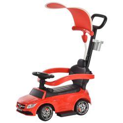 Αυτοκίνητο HOMCOM με λαβή για παιδιά με αφαιρούμενο κουβούκλιο και μπάρες ασφαλείας - Κόκκινο