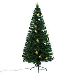 Χριστουγεννιάτικο Δέντρο 180 cm με 27 Φωτάκια LED Οπτικές Ίνες και 230 Κλαδιά HOMCOM 02-0794