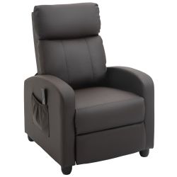 Πολυθρόνα μασάζ HOMCOM Relax με 8 λειτουργίες e 5 Intensit ?, Ανακλινόμενη πολυθρόνα με υποπόδιο και τηλεχειριστήριο - Καφέ