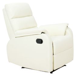 Homcom Manual Ανακλινόμενη Πολυθρόνα Relax σε Δερματίνη, Κρέμα, 75x92x99cm