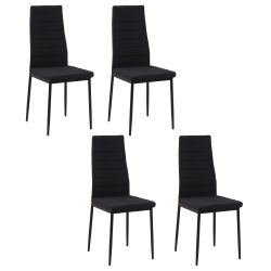 HOMCOM Σετ με 4 καρέκλες με επένδυση μοντέρνου στυλ σε μέταλλο και ύφασμα - Μαύρο