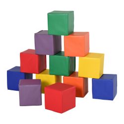 HOMCOM Σετ 12 Soft Cubes Εκπαιδευτικό Παιχνίδι για παιδιά 2 ετών και άνω, 20x20x20cm, Πολύχρωμο