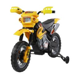 HomCom Ηλεκτρικό ποδήλατο μοτοκρός για παιδιά με ρόδες, κίτρινο