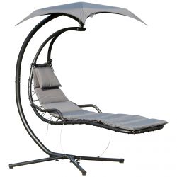 Outsunny Suspended Garden Lounger Κρεμαστή ξαπλώστρα με σκούρο γκρι οροφή 190 x 115 x 190 cm