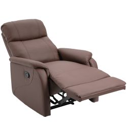 Homcom Manual Relax Πολυθρόνα με ανακλινόμενη πλάτη και υποπόδιο σε καφέ δερματίνη