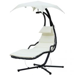 Outsunny Sun Lounger Chaise Longue Ξαπλώστρα με Canopy Cream 190; 115; 190 εκ