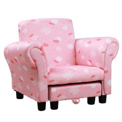 Πολυθρόνα HOMCOM με επένδυση για παιδιά με αφαιρούμενο υποπόδιο-ροζ