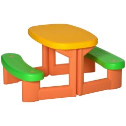 Τραπέζι πικνίκ Outsunny για 2 παιδιά 3-6 ετών με 2 παγκάκια, για εξωτερικούς και εσωτερικούς χώρους, Πολύχρωμο