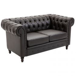 Διθέσιος καναπές Chesterfield Homcom καπιτονέ σε σκούρο καφέ συνθετικό δέρμα 160 x 84 x 80 cm
