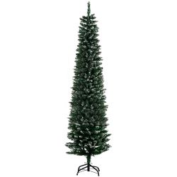 Ψηλό και Στενό Τεχνητό Χιονισμένο Χριστουγεννιάτικο Δέντρο με 570 Κλαδιά HOMCOM 830-324