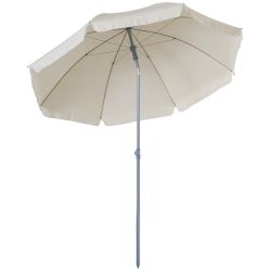 Outsunny Outsunny, Κήπος, Βεράντα Φορητή ομπρέλα Φ220cm με Κρεμ Λευκό Πολυεστερικό Ανακλινόμενο κουβούκλιο