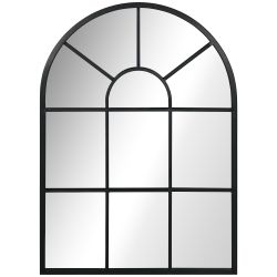HOMCOM Μοντέρνος Επιτοίχιος και Τοξοειδής Καθρέφτης 70x50 cm για Υπνοδωμάτιο και Σαλόνι, Μαύρο Μεταλλικό και Γυαλί