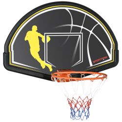 sportnow Τσέρκι μπάσκετ για παιδιά και ενήλικες εσωτερικού και εξωτερικού χώρου από ατσάλι και PE, 110x90x70 cm, Μαύρο και κίτρινο