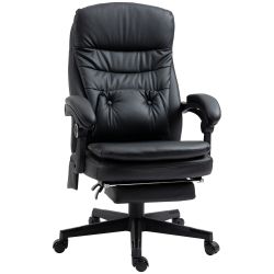 Καρέκλα μασάζ γραφείου Vinsetto από συνθετικό δέρμα με υποδοχή USB, 64x69x107-115cm, Μαύρο