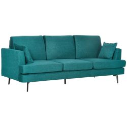 HOMCOM 3θέσιος υφασμάτινος καναπές με 2 μαξιλάρια και χοντρή επένδυση, 229x88x88cm, πράσινο