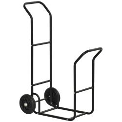 Outsunny Steel Log Cart με 2 ρόδες για εσωτερικούς και εξωτερικούς χώρους, 77x42x105cm, Μαύρο