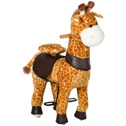 Κουνιστό άλογο HOMCOM με ρόδες σε σχήμα καμηλοπάρδαλης για παιδιά από 3-6 ετών, 70x32x87cm, κίτρινο