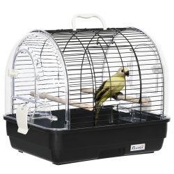 PawHut Steel Bird Cage with Perches, Αφαιρούμενος Δίσκος και Λαβή, 42x32x37 cm, Μαύρο