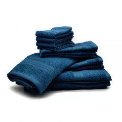 Σετ με 10 Πετσέτες από 100% Βαμβάκι Χρώματος Σκούρο Μπλε Bassetti QAD-SA-DC