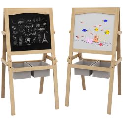 AIYAPLAY Παιδικός Μαυροπίνακας με 3 σε 1 Καβαλέτο και Καλάθια, Ηλικία 3-6 ετών, 58x50,5x109cm, Χρώμα ξύλου